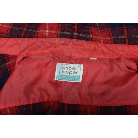 Timber Topper vintage men's red plaid short sleeve button front wool shirt XL - Picture 7 of 11